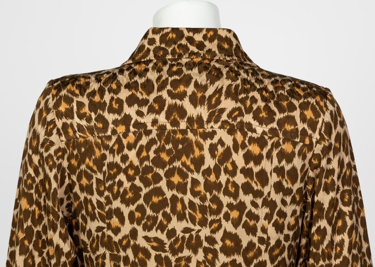 Yves Saint Laurent Leopard print Silk  Safari Top YSL