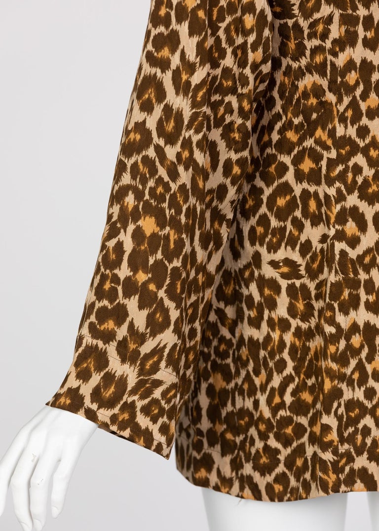 Yves Saint Laurent Leopard print Silk  Safari Top YSL