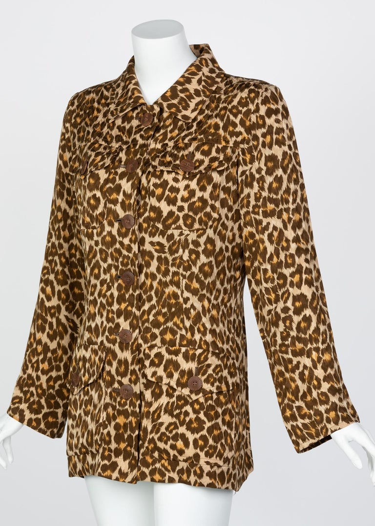 Yves Saint Laurent Leopard print Silk  Safari Top YSL