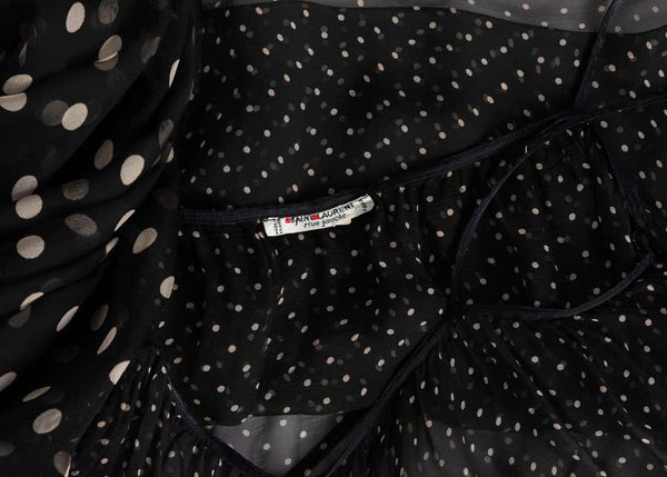 Yves Saint Laurent Black Chiffon Polka Dot Camisole Top YSL, 1980s