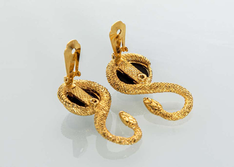 Vintage Yves Saint Laurent Gold Marrakech Serpent Earrings YSL