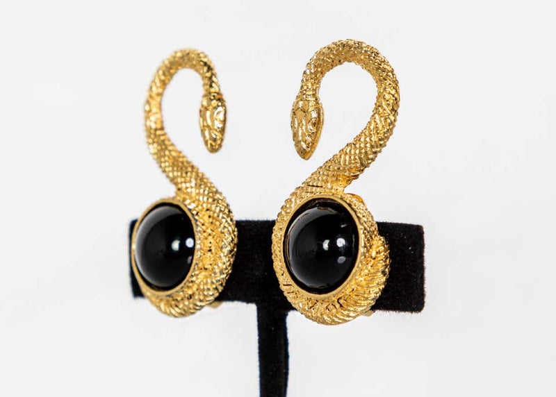 Vintage Yves Saint Laurent Gold Marrakech Serpent Earrings YSL