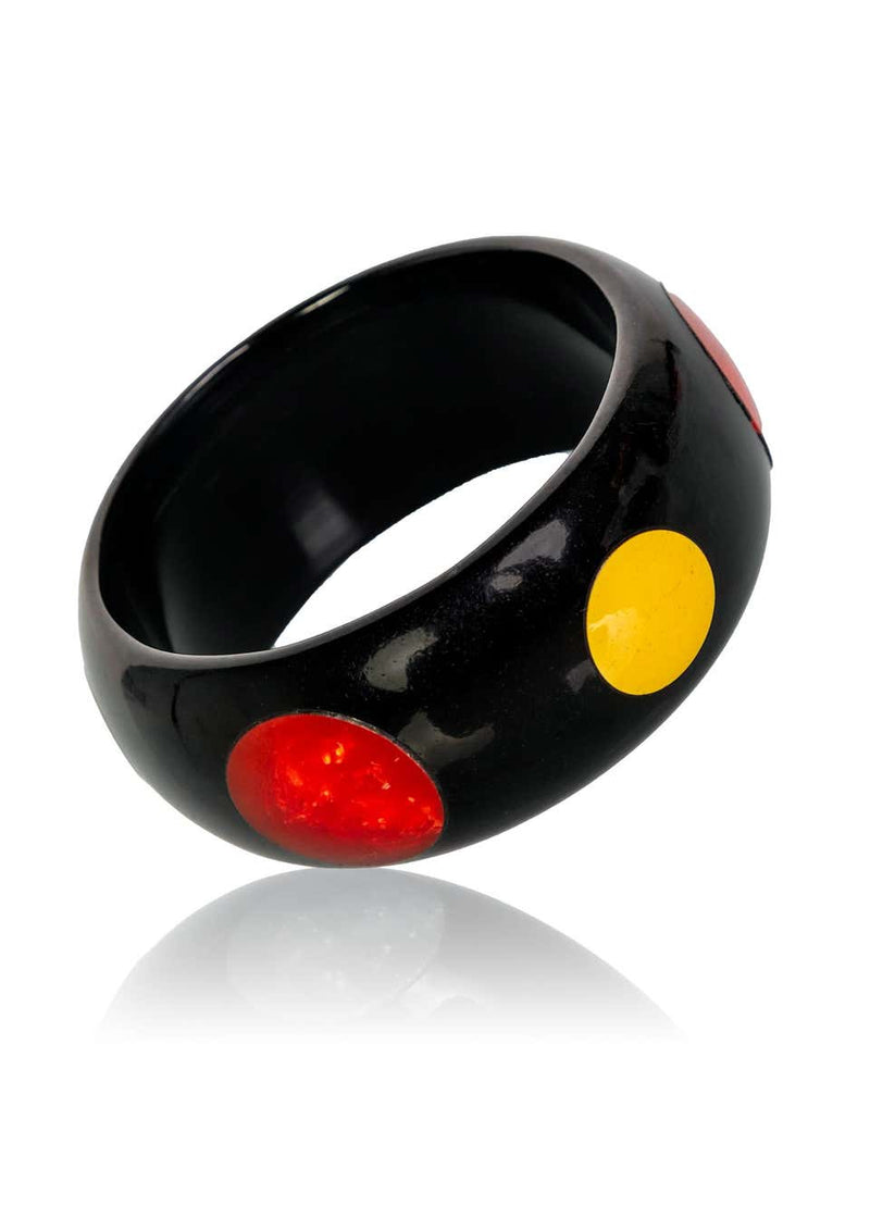 Art Deco Polka Dot & Striped Bakelite Bangle Bracelet Set of 3