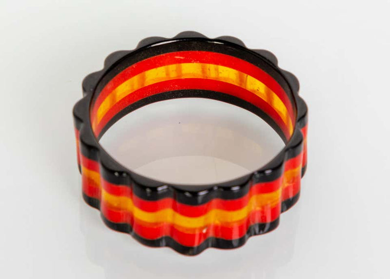 Art Deco Polka Dot & Striped Bakelite Bangle Bracelet Set of 3
