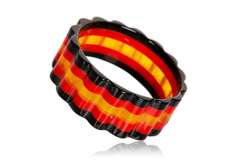 Art Deco Polka Dot & Striped Bakelite Bangle Bracelet Set of 3