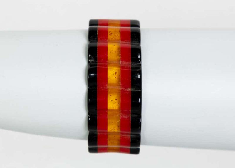 Art Deco Polka Dot & Striped Bakelite Bangle Bracelet Set of 3