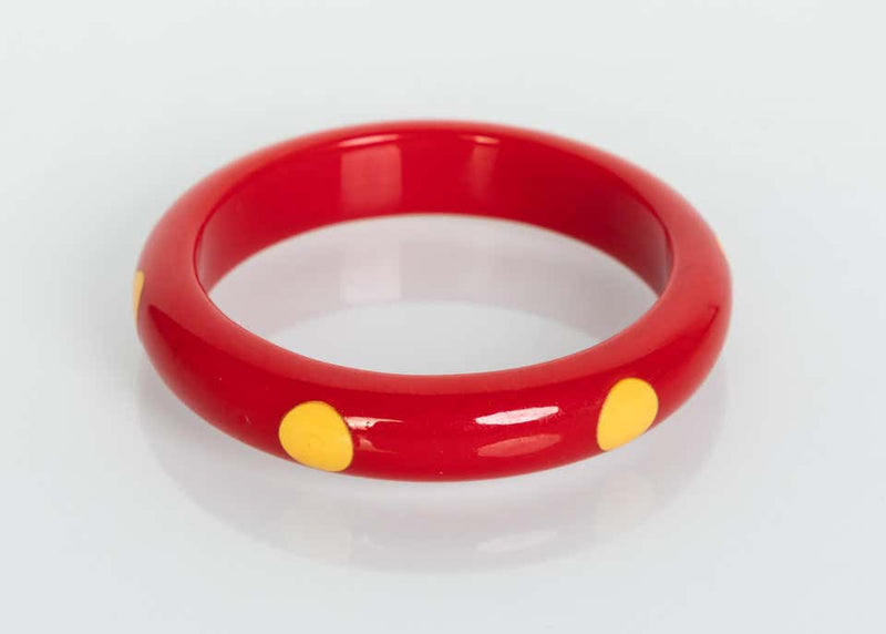 Art Deco Polka Dot & Striped Bakelite Bangle Bracelet Set of 3