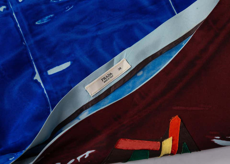 Prada Multicolored Silk Sailboat One Shoulder Top Runway, 2005