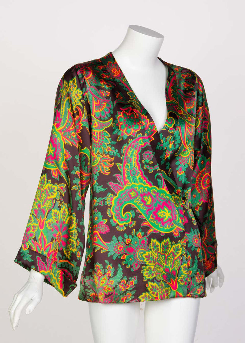 Yves Saint Laurent Psychedelic Paisley Silk Kimono Jacket YSL, 1967
