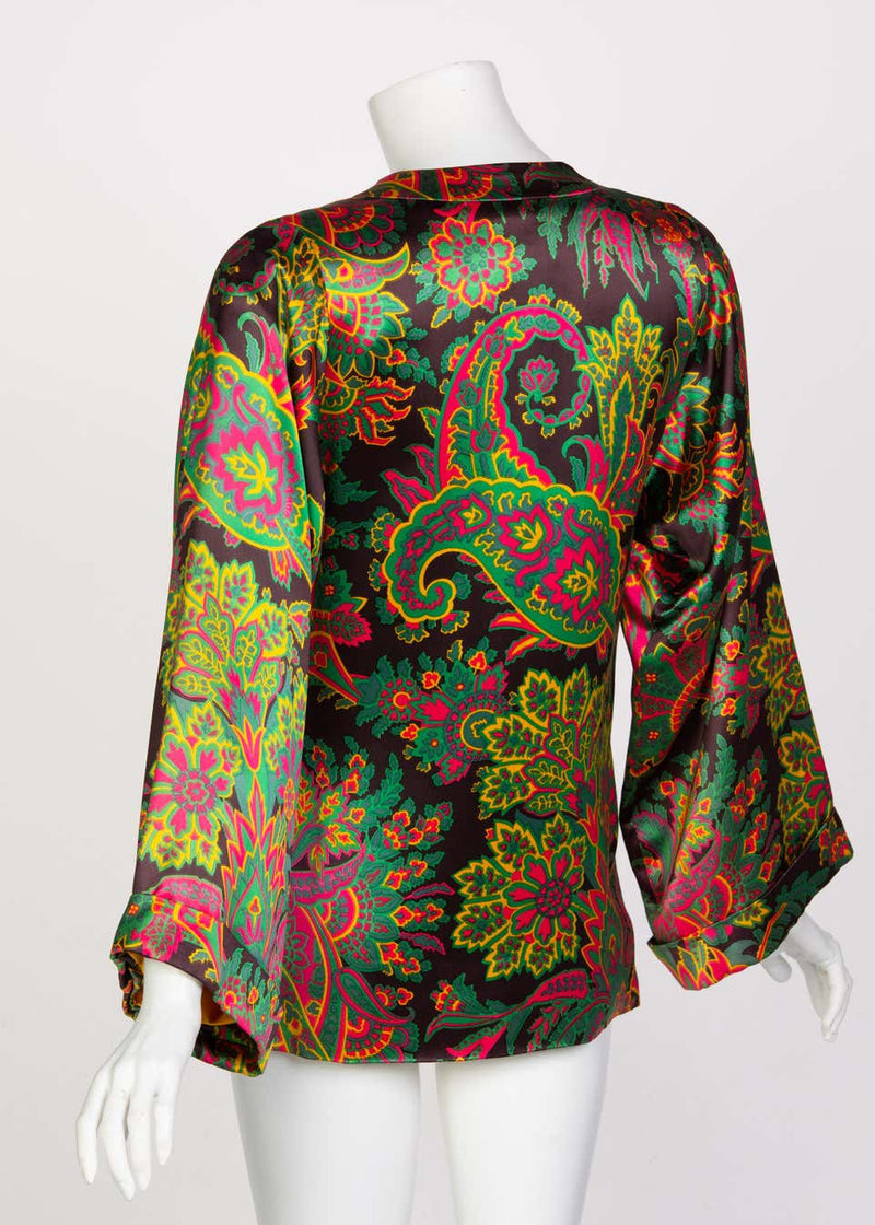Yves Saint Laurent Psychedelic Paisley Silk Kimono Jacket YSL, 1967 – Basha  Gold