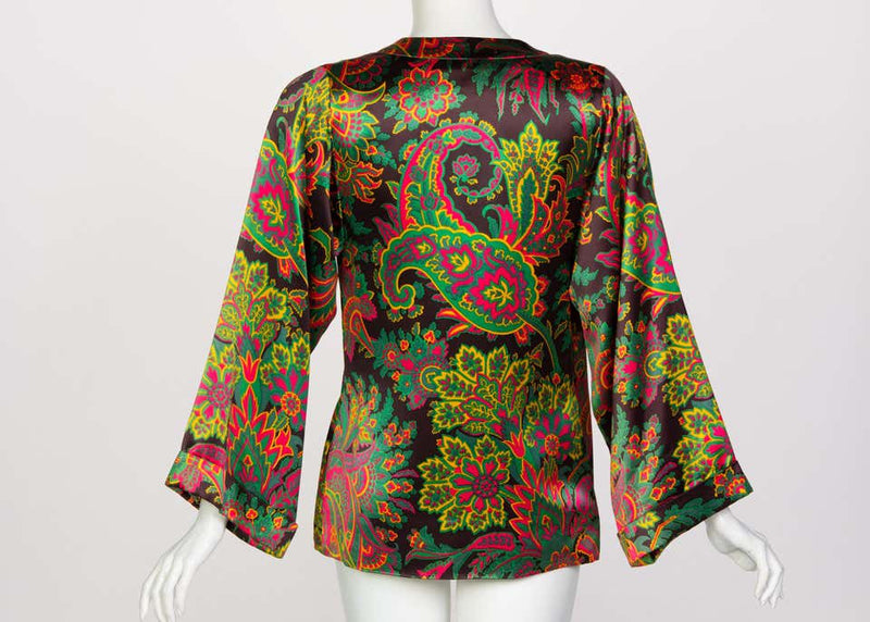 Yves Saint Laurent Psychedelic Paisley Silk Kimono Jacket YSL, 1967