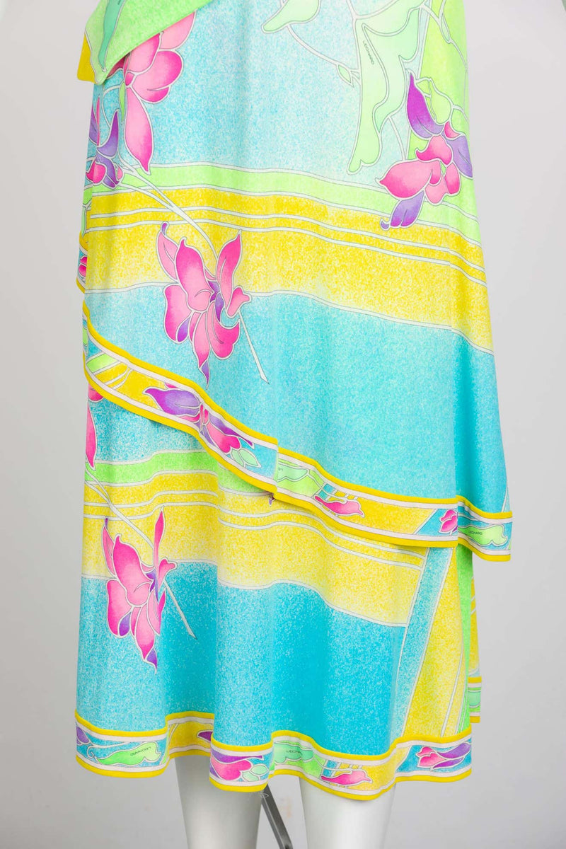 Vintage Léonard Paris One Shoulder Belted Jersey Dress