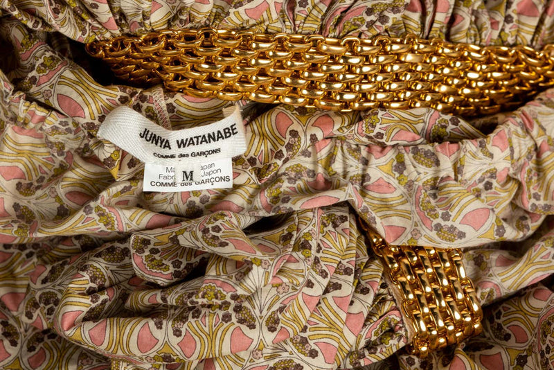 Junya Watanabe Comme des Garcons Floral Gold Chain Cut Out Back Dress, 2008
