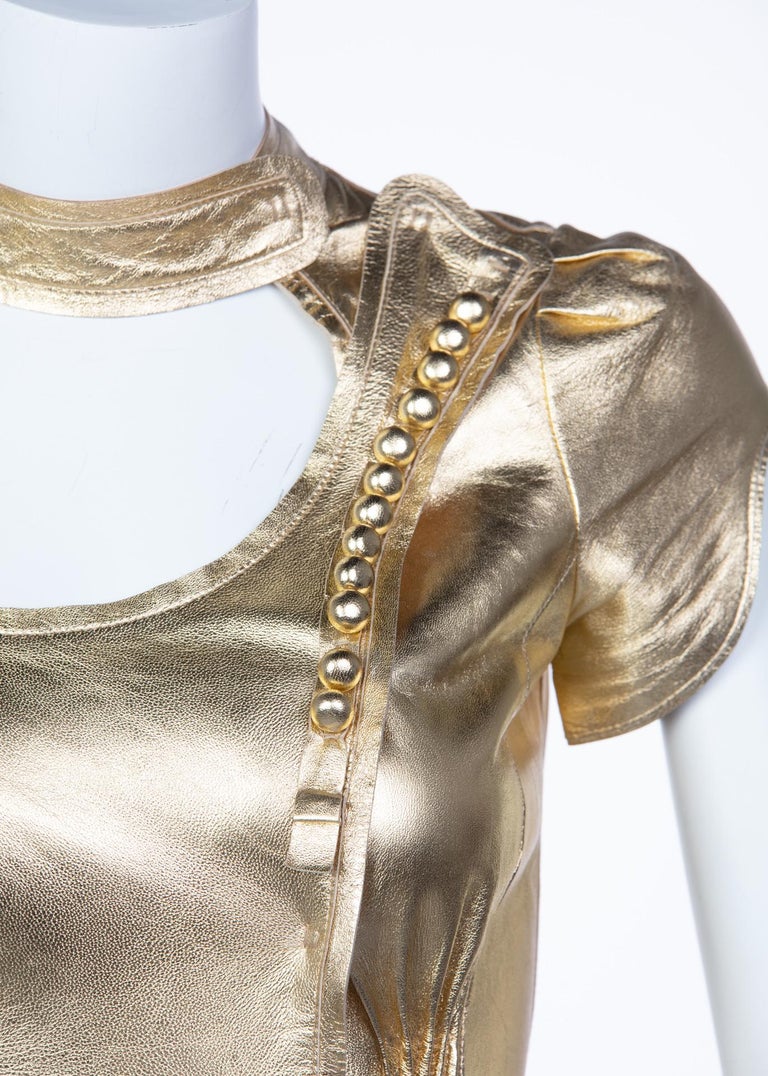 Prada Fairy Runway Gold Leather Dress, 2008