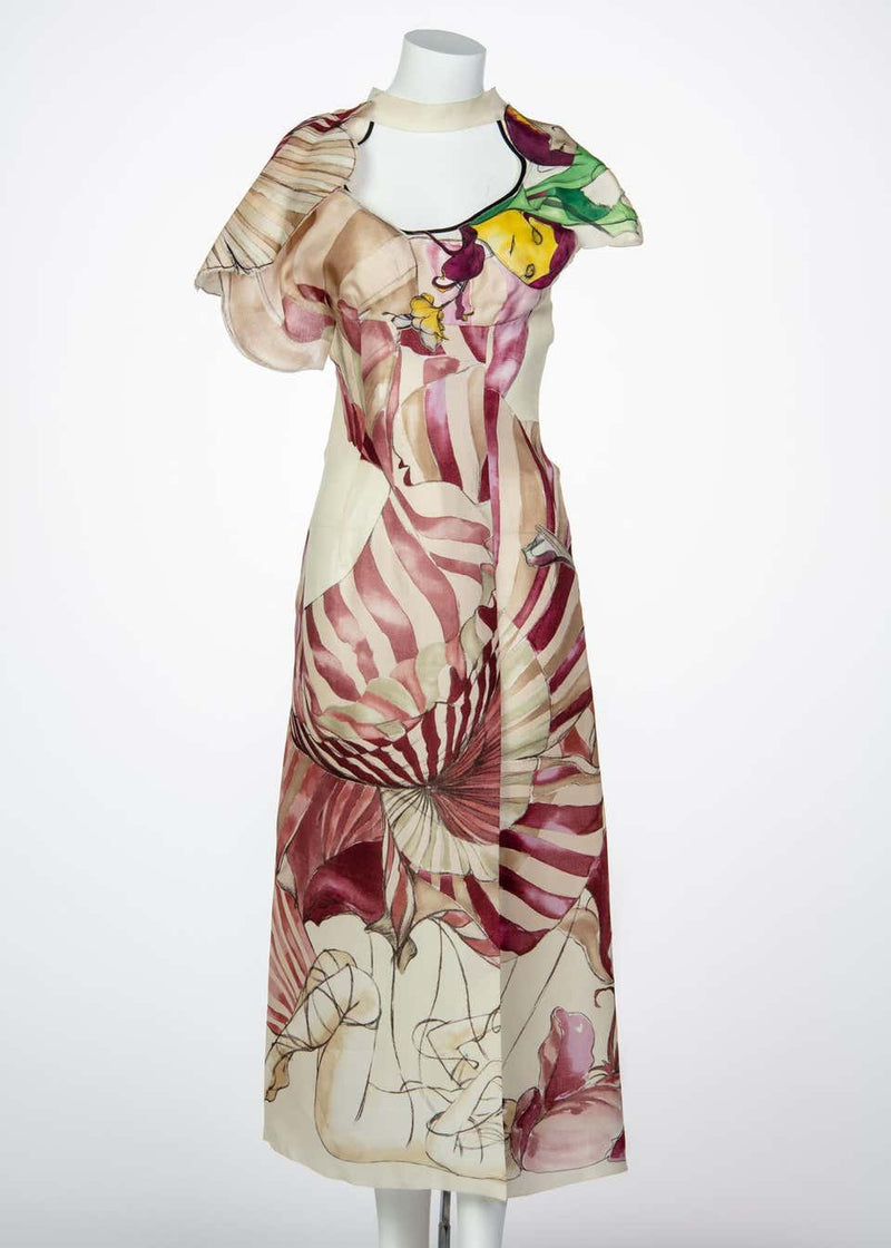 2008 Prada James Jean Fairy Runway Ivory Silk Dress