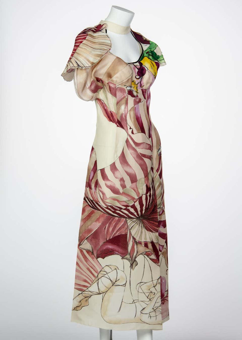 2008 Prada James Jean Fairy Runway Ivory Silk Dress