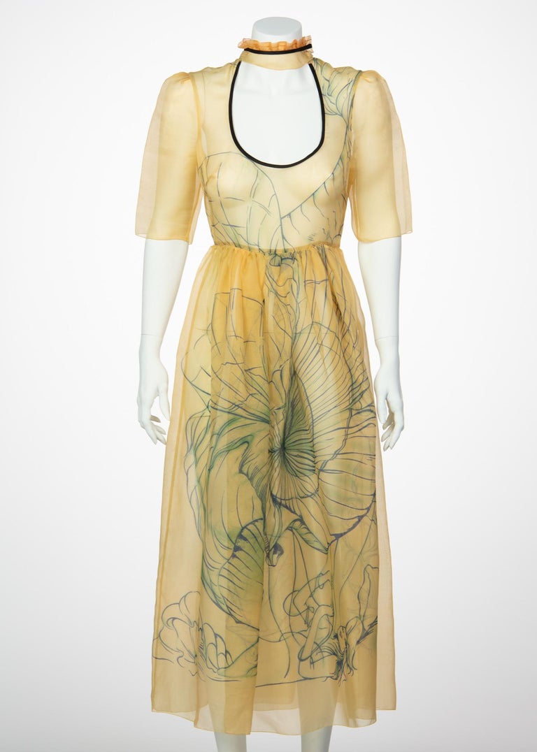 prada yellow silk dress Prada James Jean Fairy Runway Yellow Silk Dress, 2008 Basha Gold