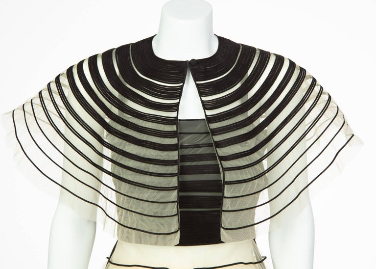 Fendi Karl Lagerfeld S/S 2008 Runway Black Cut Out Suede Dress Cape Skirt Set