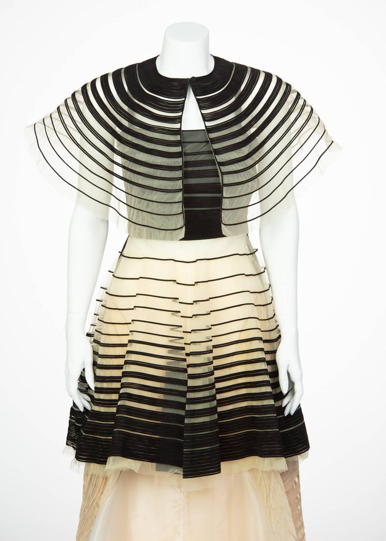 Fendi Karl Lagerfeld S/S 2008 Runway Black Cut Out Suede Dress Cape Skirt Set