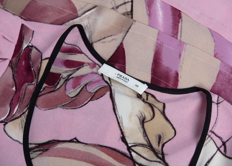 2008 Prada James Jean Fairy Collection Pink Print Silk Dress