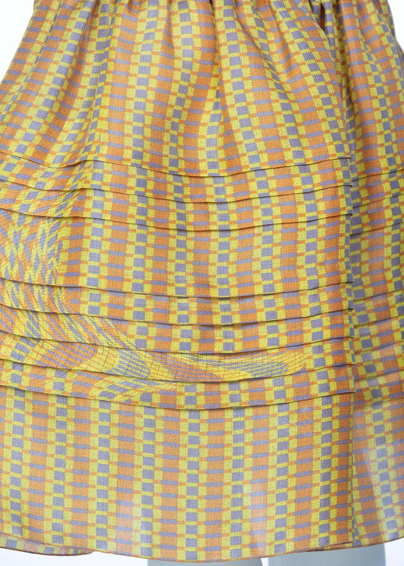 2008 Prada Fairy Runway Yellow Printed Silk Organza Skirt