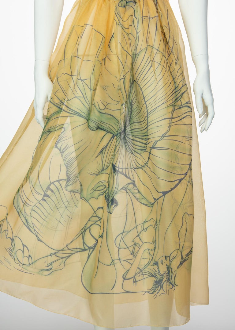 Prada James Jean Fairy Runway Yellow Silk Dress, 2008