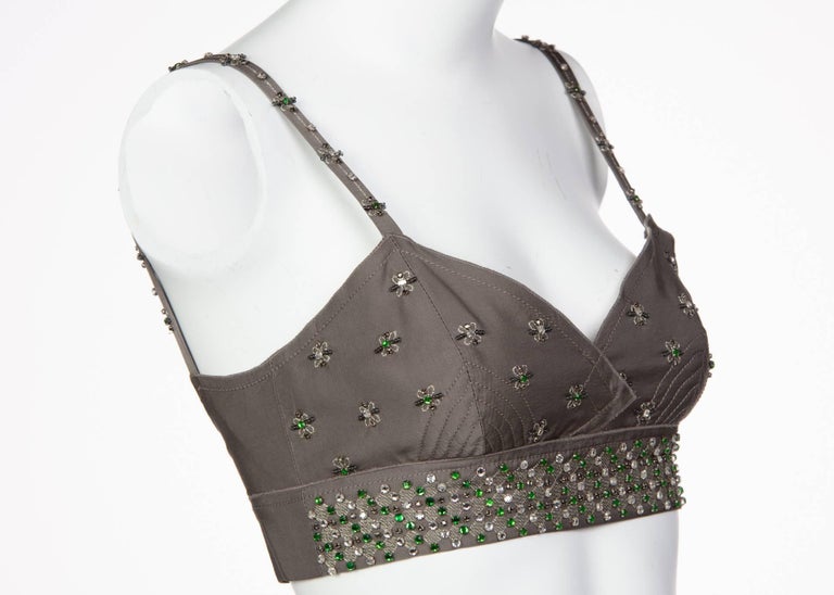 2000s Beaded Prada Bralette with Rhinestone Details
