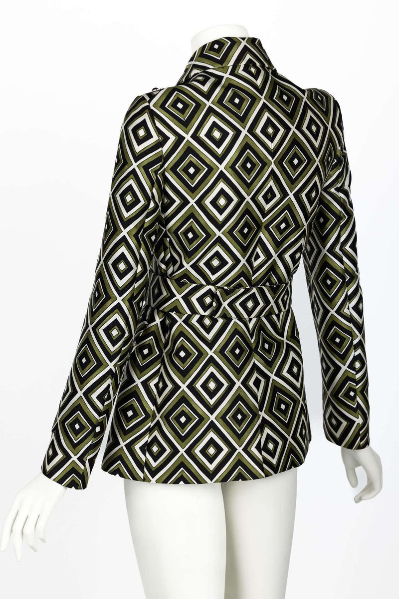 Prada F/W 2012 Geometric Print Crystal & Plexi Embellished Belted Jacket