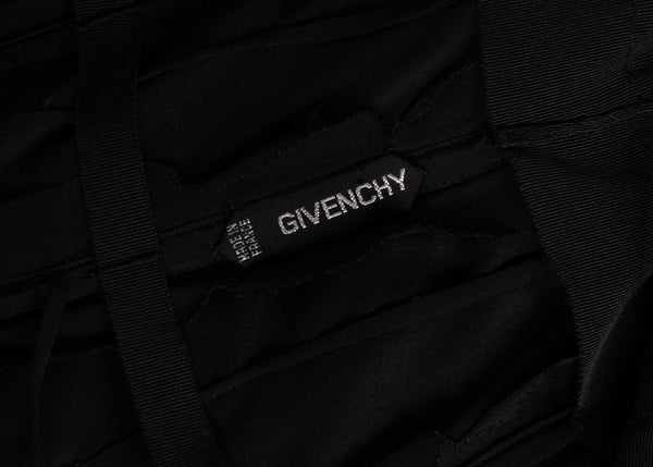 Vintage Givenchy Numbered Haute Couture Black Strapless Ruffled Gown, 1970s