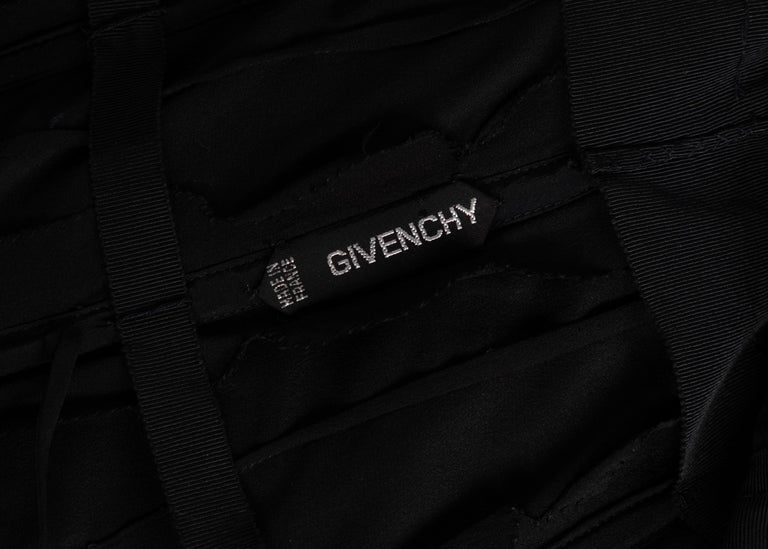 Vintage Givenchy Numbered Haute Couture Black Strapless Ruffled Gown, 1970s