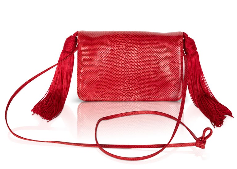 Vintage Judith Leiber Red Karung Tassel Bag