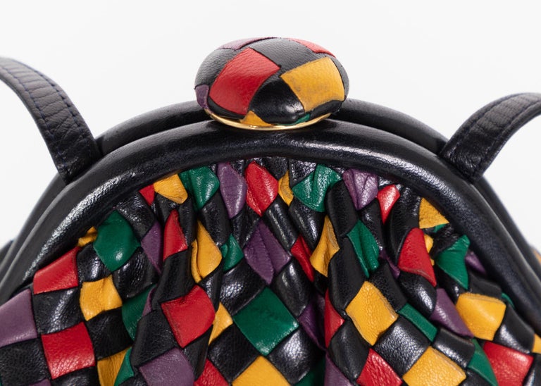 Vintage Bottega Veneta Intrecciato Harlequin Shoulder Bag Clutch