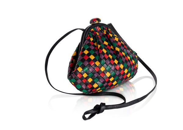 Vintage Bottega Veneta Intrecciato Harlequin Shoulder Bag Clutch