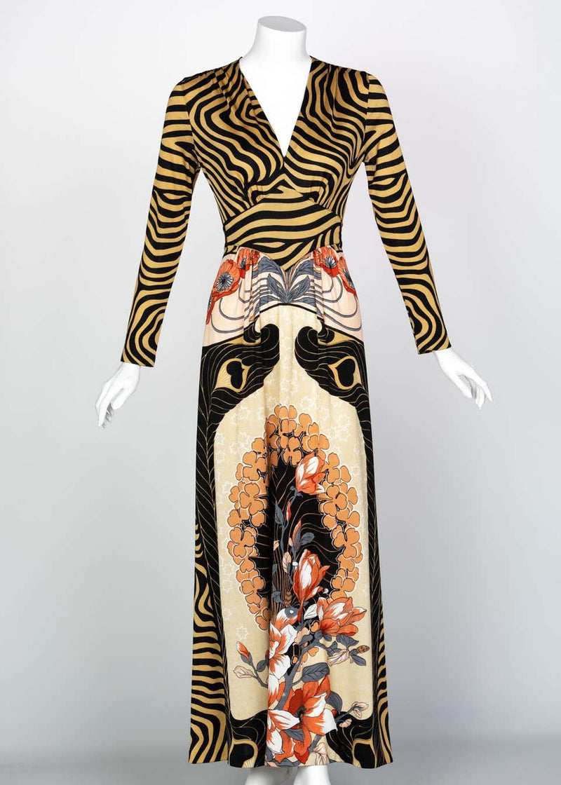 Mac Tac of Paris Jersey Print Maxi Dress, 1970s