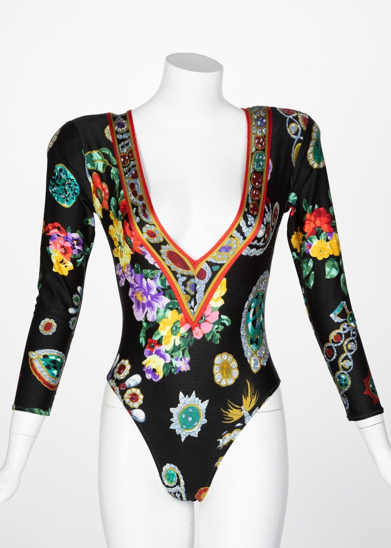 Vintage Leonard Paris Vibrant Jewel Print Silk Dress Ensemble