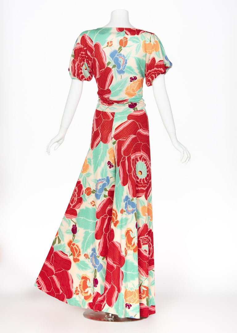 Missoni Multicolored Floral Print Top Palazzo Pant Set, 1970s