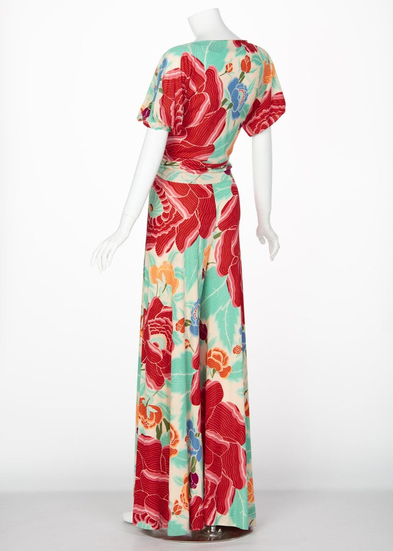 Missoni Multicolored Floral Print Top Palazzo Pant Set, 1970s