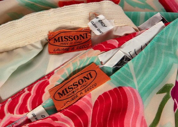 Missoni Multicolored Floral Print Top Palazzo Pant Set, 1970s