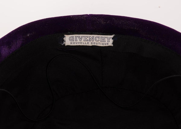 Givenchy Amethyst Purple Velvet Bumper Hat, 1970s