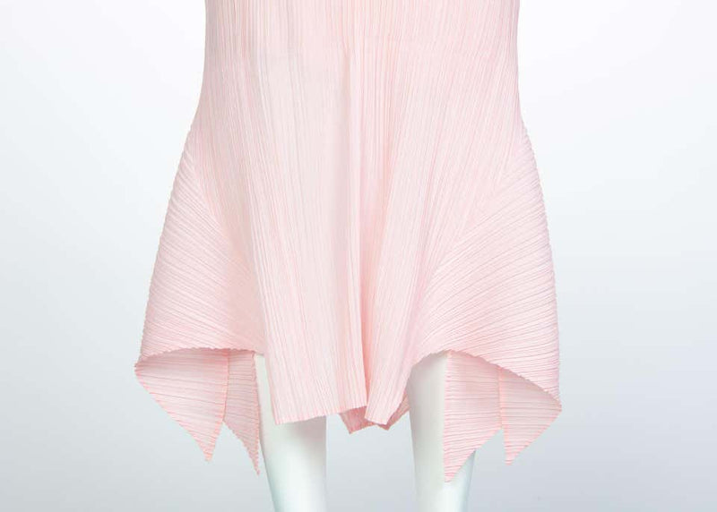 Issey Miyake Fette Pink Black Pleated Origami Dress