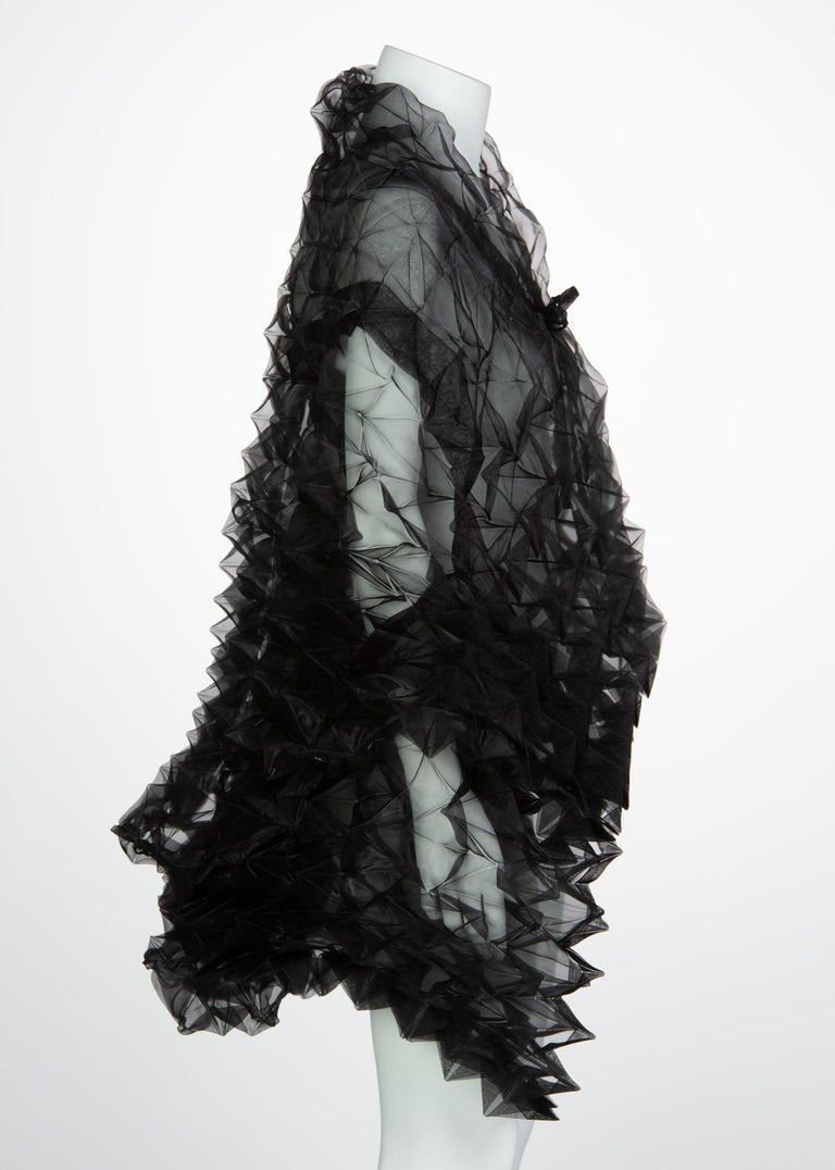 Issey Miyake Fette Black Organza Cape Top