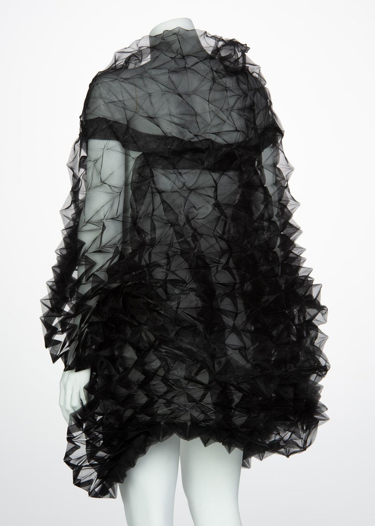 Issey Miyake Fette Black Organza Cape Top