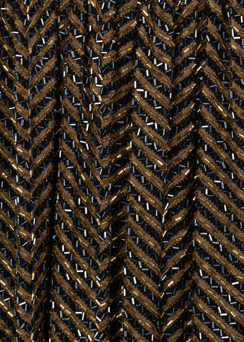 Bob Mackie Art Deco Gold Black Beaded Jacket, 1980s
