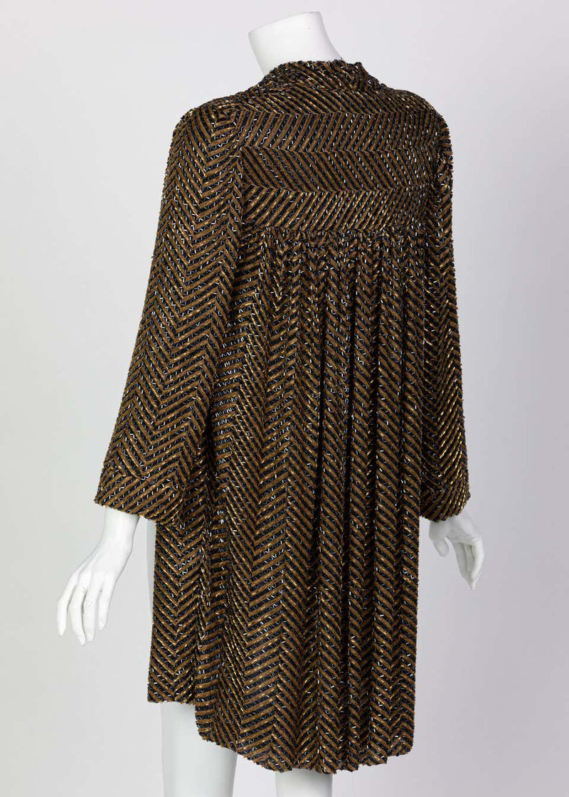 Bob Mackie Art Deco Gold Black Beaded Jacket, 1980s