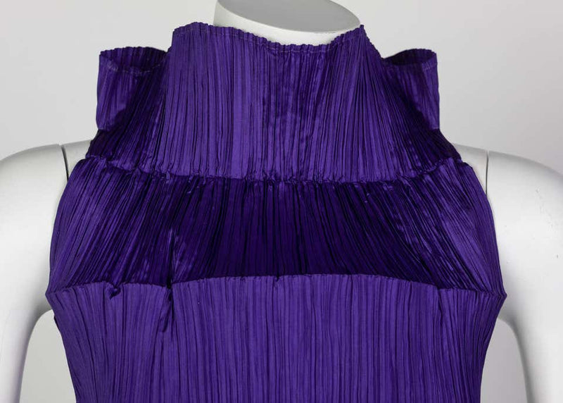 Issey Miyake Sculptural Pleated Purple Sleeveless Top, 1990s