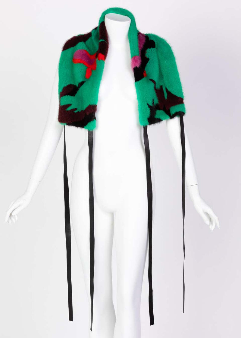 Proenza Schouler Colorful Mink Fur Leather Shrug, 2016