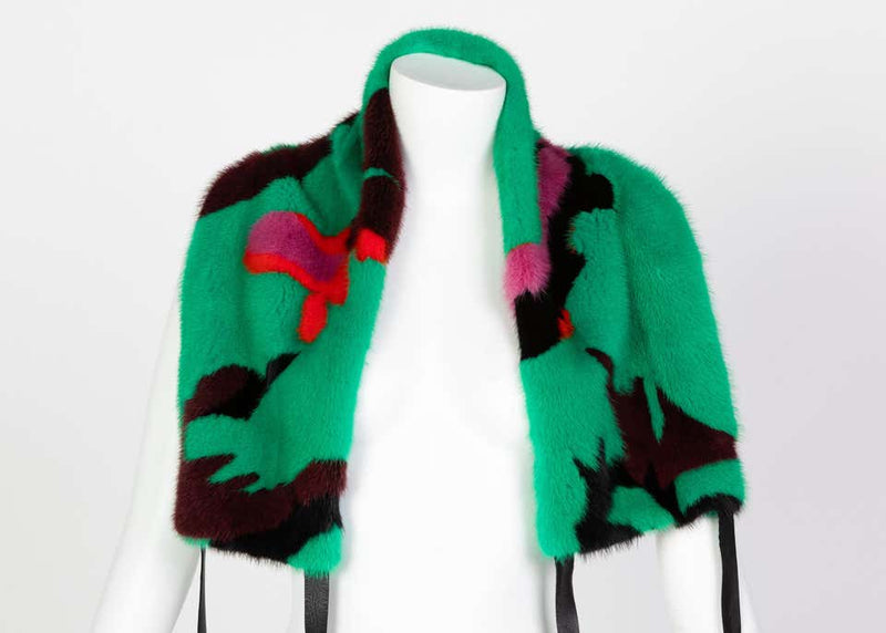 Proenza Schouler Colorful Mink Fur Leather Shrug, 2016