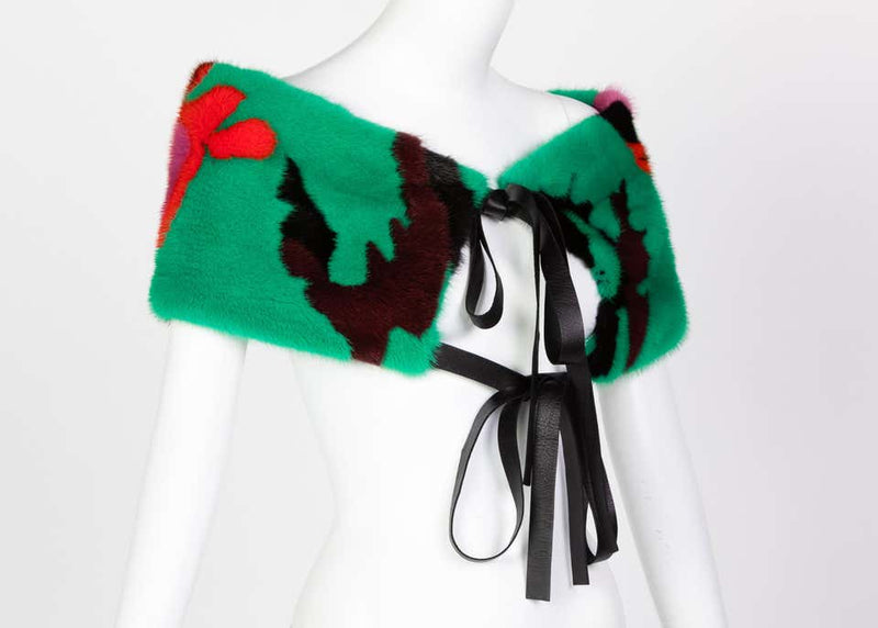 Proenza Schouler Colorful Mink Fur Leather Shrug, 2016