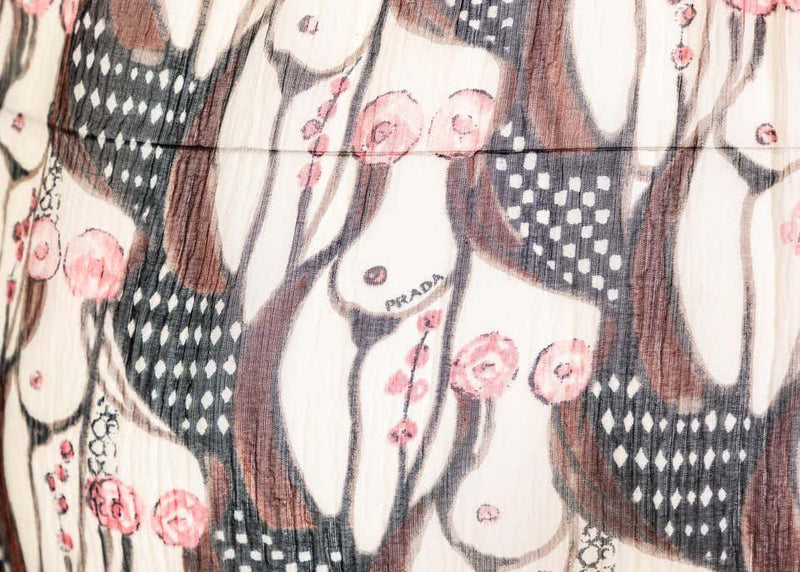 Prada "Naked Lady " Print Sheer Silk Skirt Sex and The City, 2001