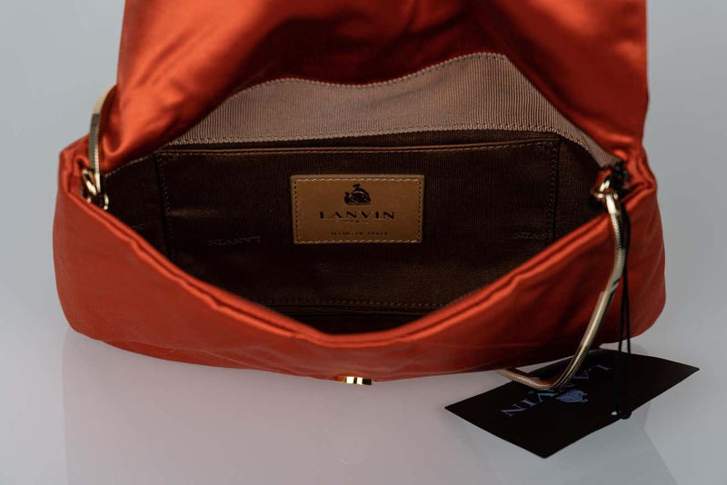 Lanvin Alber Elbaz Orange Satin Jewel Embellished Shoulder Bag/ Clutch